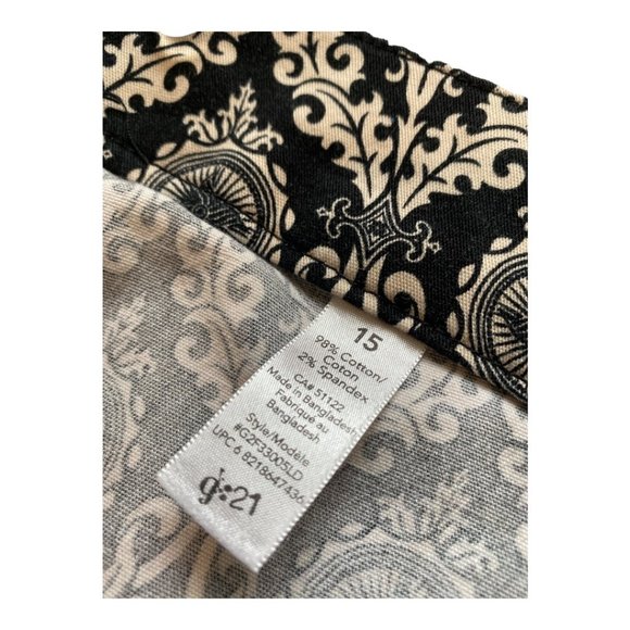 G21 Pants Black and White Pattern Jr Size 15 Side Zipper 98% Cotton - Picture 9 of 10